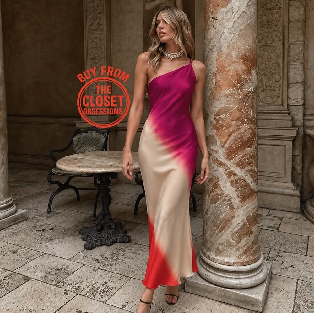 ZARA Ombré One Shoulder Crossback Midi Dress NWT